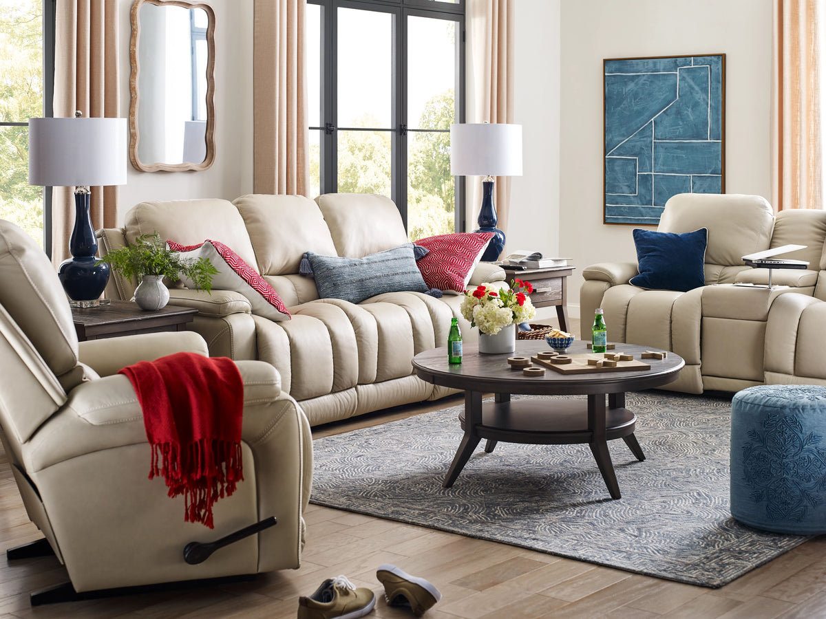 La-Z-Boy Greyson Manual Reclining Sofa- Select Leather Ice – La